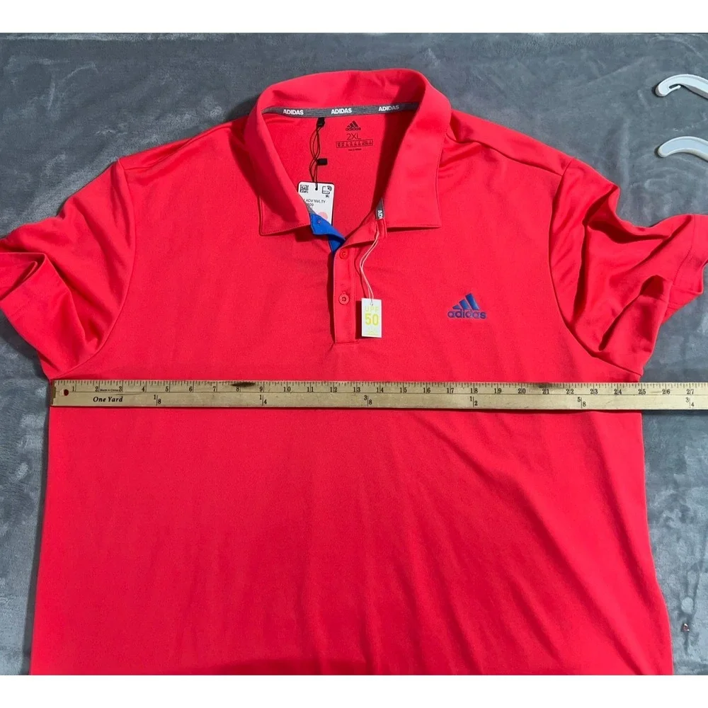 Adidas ADV Novely Golf Polo Shirt Mens 2XL New Pink Red UPF 50 Stretch